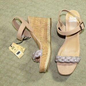 NEW Madden NYC Women's 10 Braided Rhinestone 1.5" Platform 4" Cork Wedge